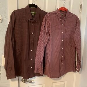 Eddie Bauer Men's Maroon Plaid Casual Shirt